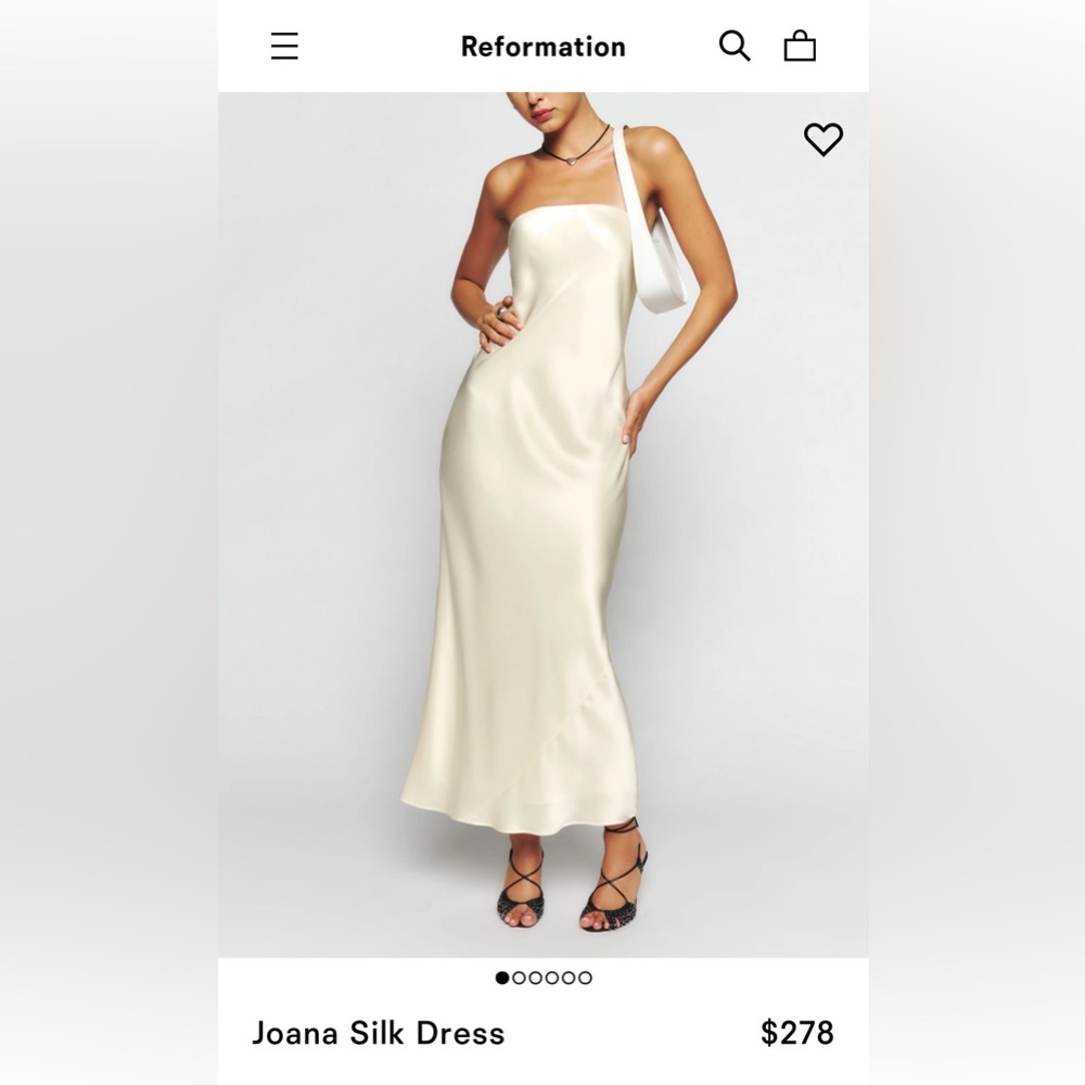 COPY - Reformation silk dress, size xs, never worn with tags, color: ivory